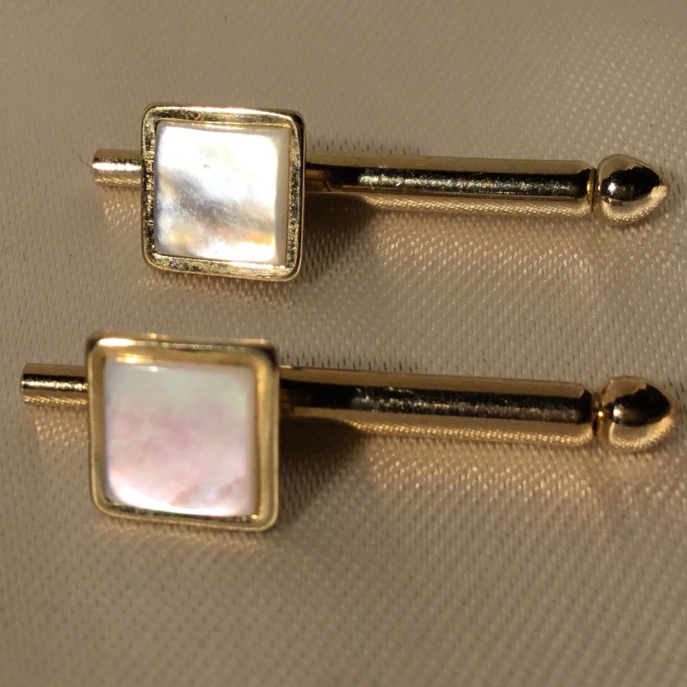Vintage Swank Tuxedo Shirt Pins Mother of Pearl
